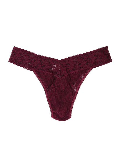Original Rise Signature Lace Thong In Dried Cherry - Hanky Panky