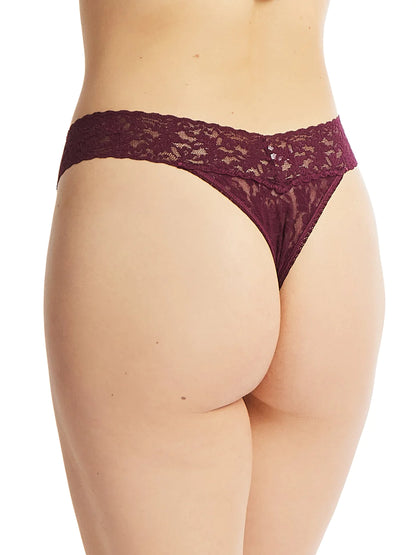 Original Rise Signature Lace Thong In Dried Cherry - Hanky Panky