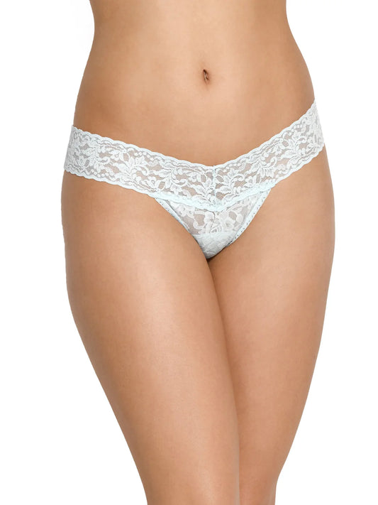 Bride Low Rise Signature Lace Thong In Celeste - Hanky Panky