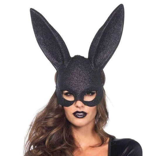 Glitter Masquerade Bunny Mask In Black - Leg Avenue